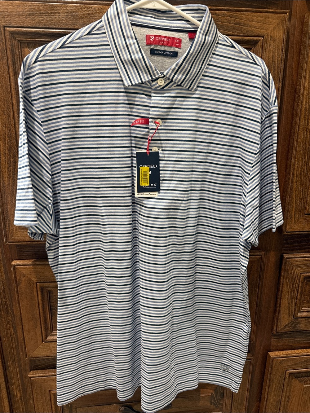 Daniel Cremieux Men's White and Navy Striped Polo